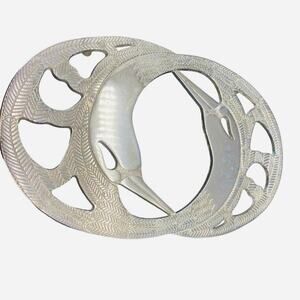 Silver open work Entwined swans‎ art Deco Trivet Italy signed